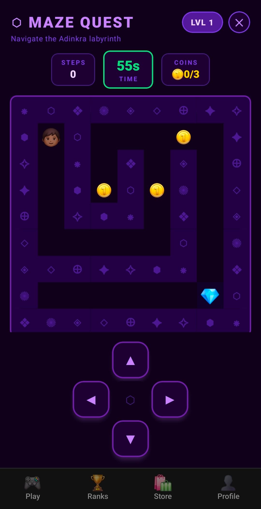 Adinkra Match maze quest gameplay