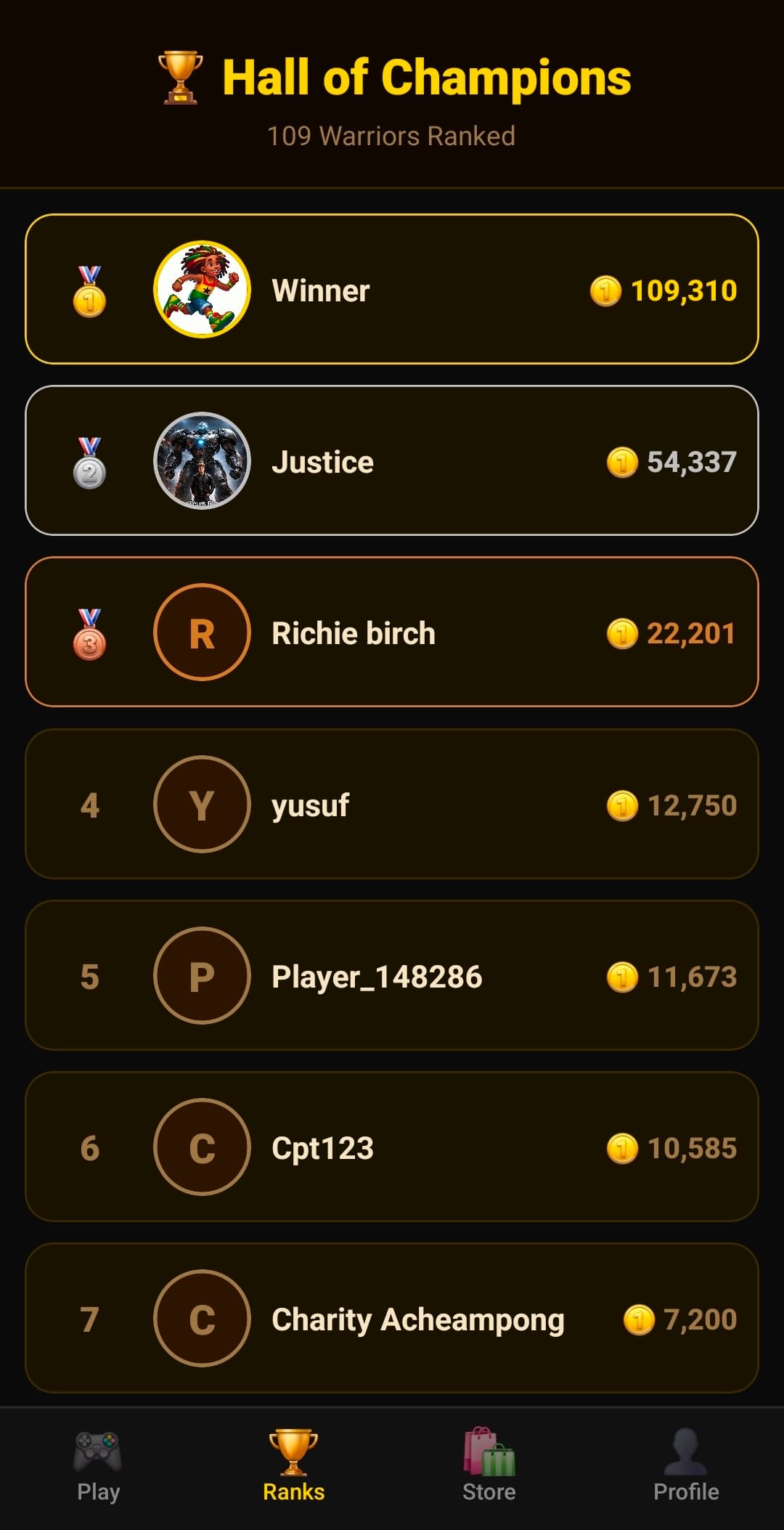 Adinkra Match hall of champions leaderboard